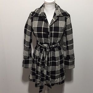 Forever 21 Black/White Plaid Trench Coat